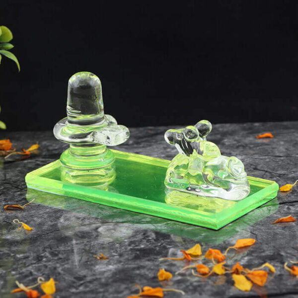 Crystal Shivling With Crystal Nandi For Pooja - Image 2