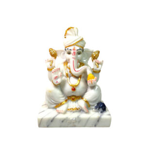 Divine Pagdi Ganesh Idol -Marble Dust