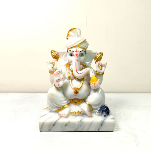 Divine Pagdi Ganesh Idol -Marble Dust - Image 2