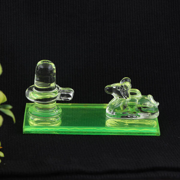 Crystal Shivling With Crystal Nandi For Pooja - Image 3